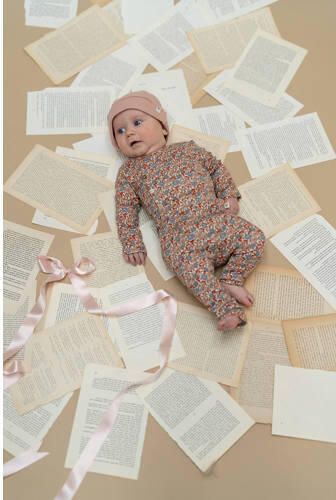 A Tiny Story romper met print roze beige blauw Meisjes Katoen Ronde hals