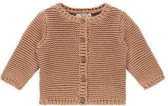 A Tiny Story vest bruin grof gebreid Jongens Katoen Ronde hals Effen