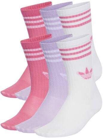 Adidas Originals 3-Stripes sokken met logo roze wit (set van 6) Katoen maat 31-33