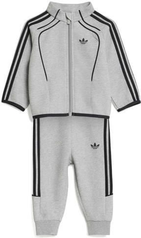 Adidas Originals Spacer joggingpak grijs melange zwart Katoen Opstaande kraag