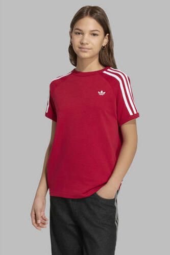 Adidas Originals T-shirt rood Katoen Ronde hals Streep