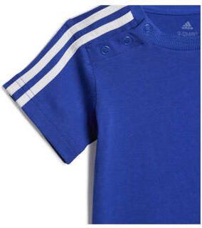 Adidas Sportswear joggingpak blauw zwart Shirt + broek Katoen Reverskraag 104 - Foto 5