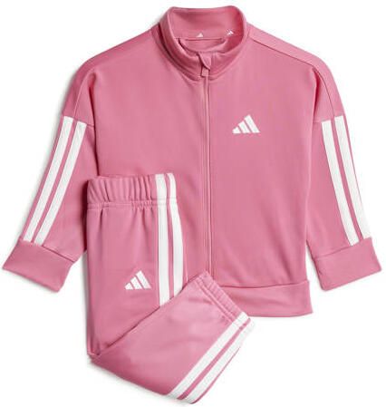 Adidas Sportswear joggingpak met opstaande kraag roze wit Meerkleurig