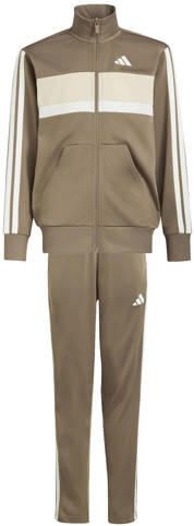 Adidas Sportswear junior trainingspak kaki Groen Polyester Opstaande kraag