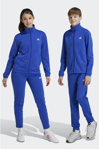 Adidas Sportswear Junior trainingspak kobalt Blauw Polyester Opstaande kraag 164