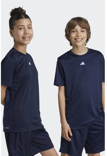 Adidas Sportswear junior voetbalshirt training donkerblauw wit Sport t-shirt Polyester Ronde hals 128