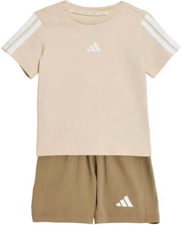 Adidas Sportswear set T-shirt + short beige bruin Katoen Ronde hals
