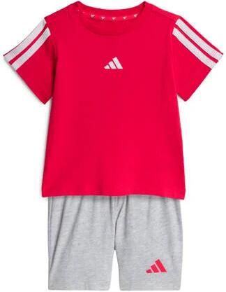 Adidas Sportswear set T-shirt + short rood grijs Katoen Ronde hals