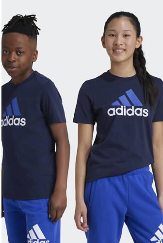 Adidas Sportswear T-shirt met logo donkerblauw kobaltblauw wit Katoen Ronde hals 152 - Foto 2