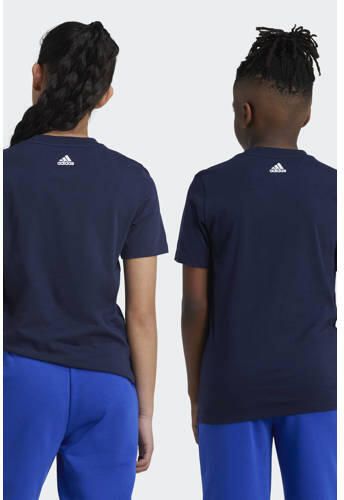 Adidas Sportswear T-shirt met logo donkerblauw kobaltblauw wit Katoen Ronde hals 164