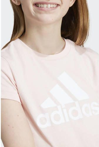 Adidas Sportswear T-shirt met logo lichtroze wit Meisjes Katoen Ronde hals 128 - Foto 3