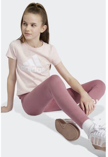 Adidas Sportswear T-shirt met logo lichtroze wit Meisjes Katoen Ronde hals 128 - Foto 2