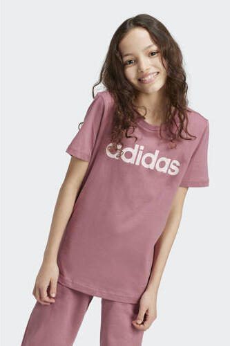 Adidas Sportswear T-shirt met logo oudroze wit Meisjes Katoen Ronde hals 140 - Foto 7