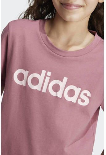 Adidas Sportswear T-shirt met logo oudroze wit Meisjes Katoen Ronde hals 140 - Foto 8