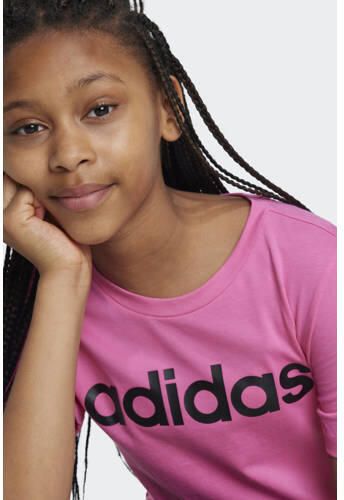 Adidas Sportswear T-shirt met logo roze wit Meisjes Katoen Ronde hals Logo 128