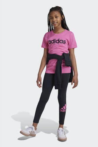 Adidas Sportswear T-shirt met logo roze wit Meisjes Katoen Ronde hals Logo 128 - Foto 2