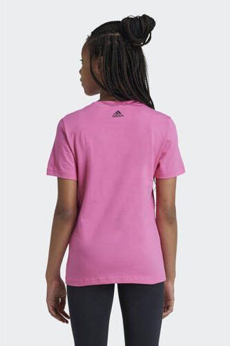Adidas Sportswear T-shirt met logo roze wit Meisjes Katoen Ronde hals Logo 128 - Foto 3