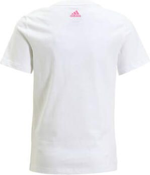 Adidas Sportswear T-shirt met logo wit roze Meisjes Katoen Ronde hals Logo 170
