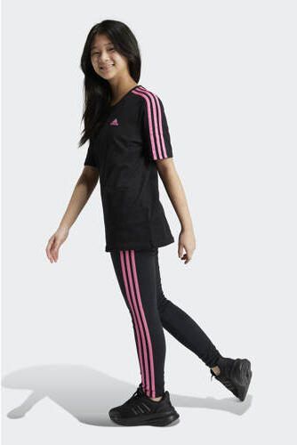 Adidas Sportswear T-shirt met logo zwart roze Meisjes Katoen Ronde hals 140
