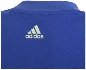 Adidas Sportswear T-shirt + short blauw grijs melange Shirt + broek Katoen Ronde hals 104 - Foto 2