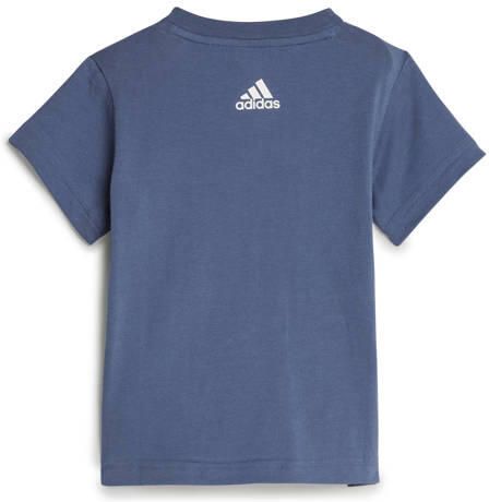 Adidas Sportswear T-shirt + short blauw grijs Shirt + broek Katoen Ronde hals 104