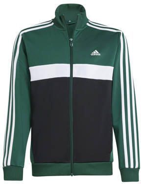 Adidas Sportswear trainingspak Tiberio groen zwart Joggingpak Jongens Polyester Opstaande kraag 140