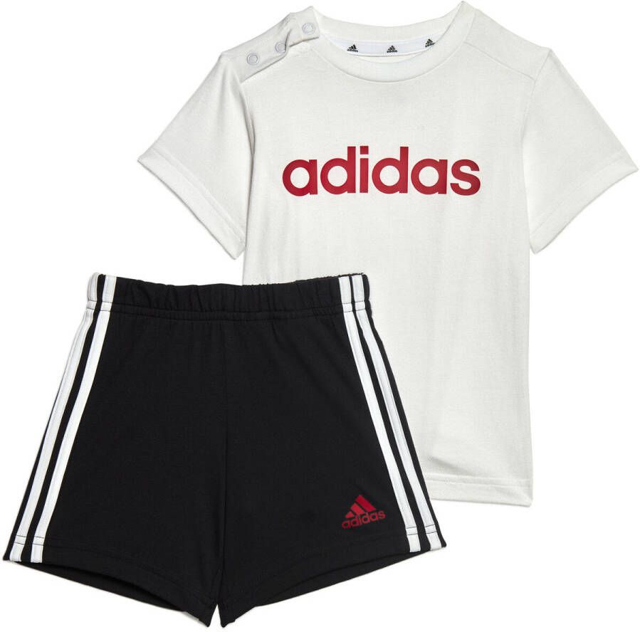 Adidas Sportswear T-shirt + short wit zwart rood Shirt + broek Katoen Ronde hals 104