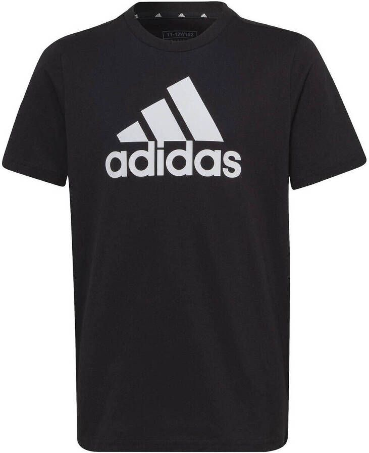 Adidas Sportswear T-shirt zwart wit Katoen Ronde hals Logo 128