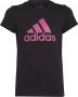 Adidas Sportswear T-shirt zwart roze Meisjes Katoen Ronde hals Logo 152 - Thumbnail 1