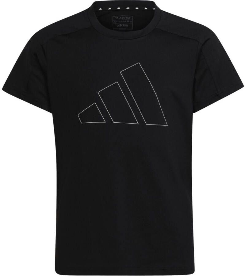 Adidas Sportswear T-shirt met logo zwart wit Sport t-shirt Meisjes Polyester Ronde hals 128