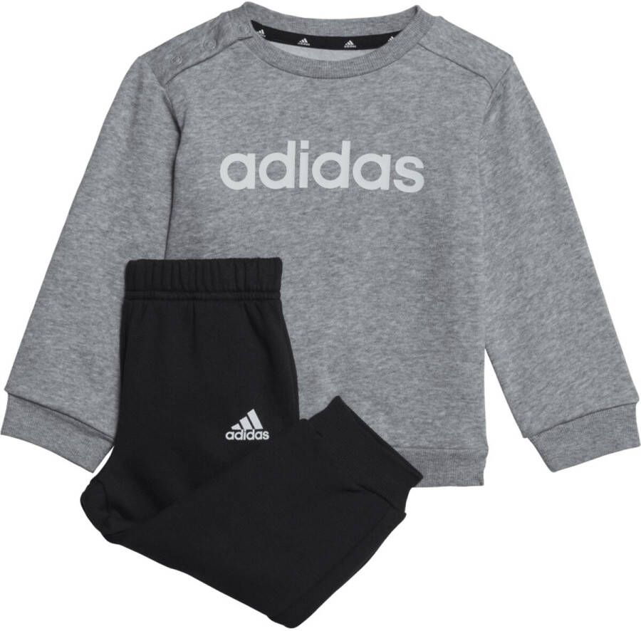 Adidas Sportswear joggingpak grijs melange zwart Katoen Ronde hals 74