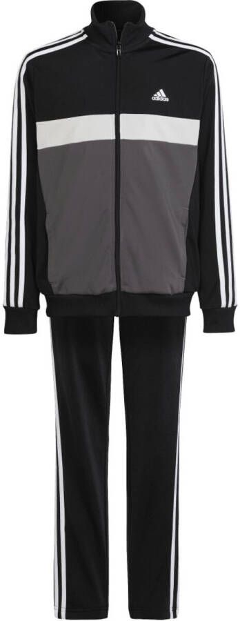 Adidas Sportswear trainingspak Tiberio zwart grijs Joggingpak Gerecycled polyester Opstaande kraag 128