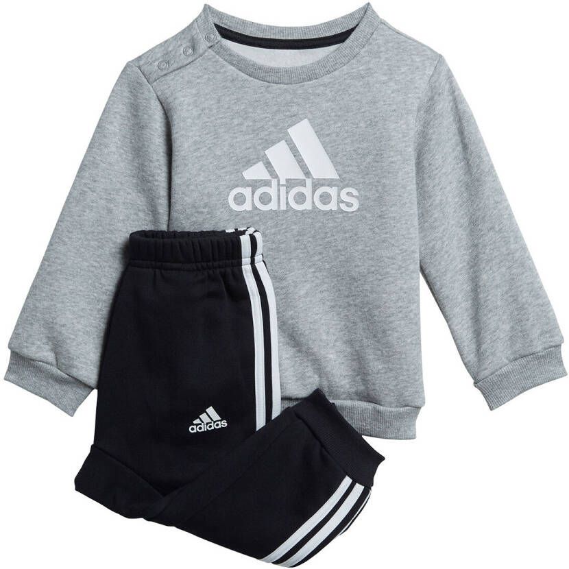 Adidas Sportswear joggingpak grijs melange wit zwart Trainingspak Fleece Ronde hals 104