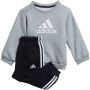Adidas Sportswear joggingpak grijs melange wit zwart Trainingspak Fleece Ronde hals 104 - Thumbnail 1