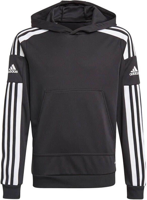 Adidas Perfor ce Junior Squadra 21 voetbalhoodie zwart wit Sportsweater Gerecycled polyester Capuchon 116