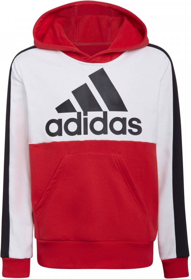 Adidas colorblock logo fleece trui rood wit kinderen