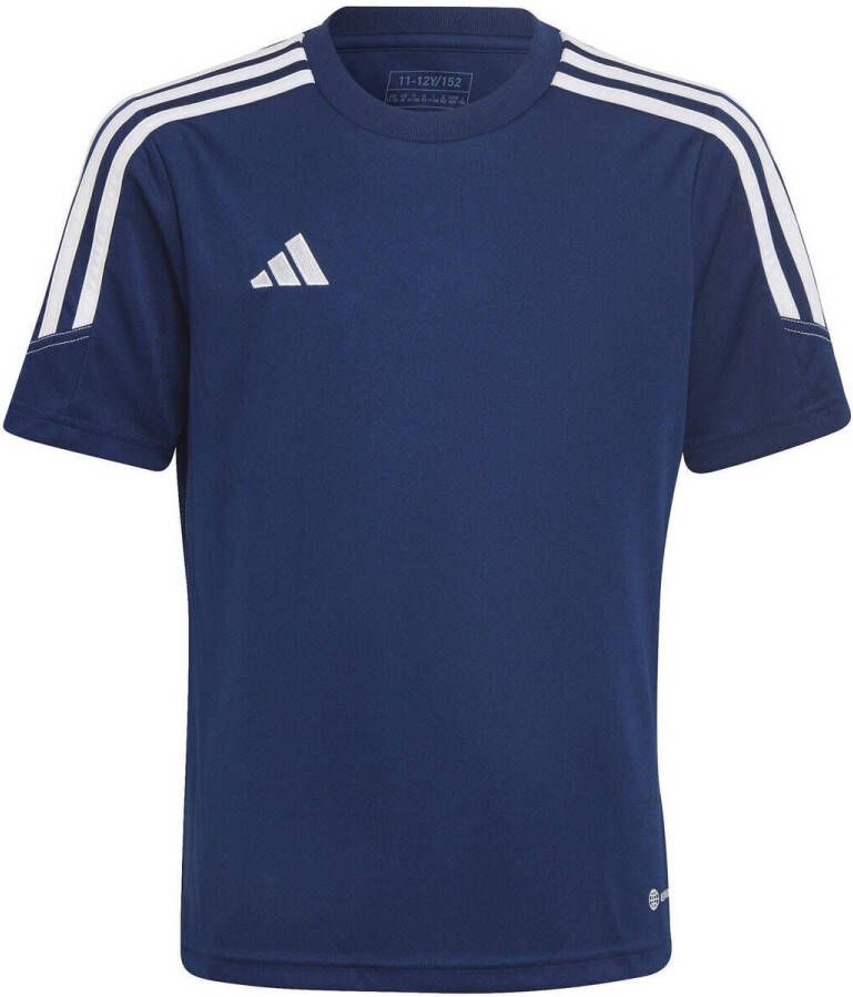 Adidas Perfor ce voetbalshirt donkerblauw wit Sport t-shirt Polyester Ronde hals 128