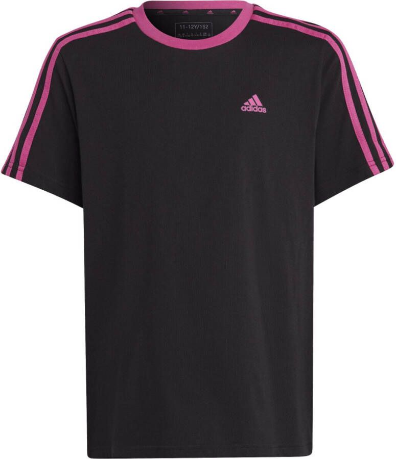 Adidas Sportswear T-shirt met logo zwart roze Meisjes Katoen Ronde hals 128