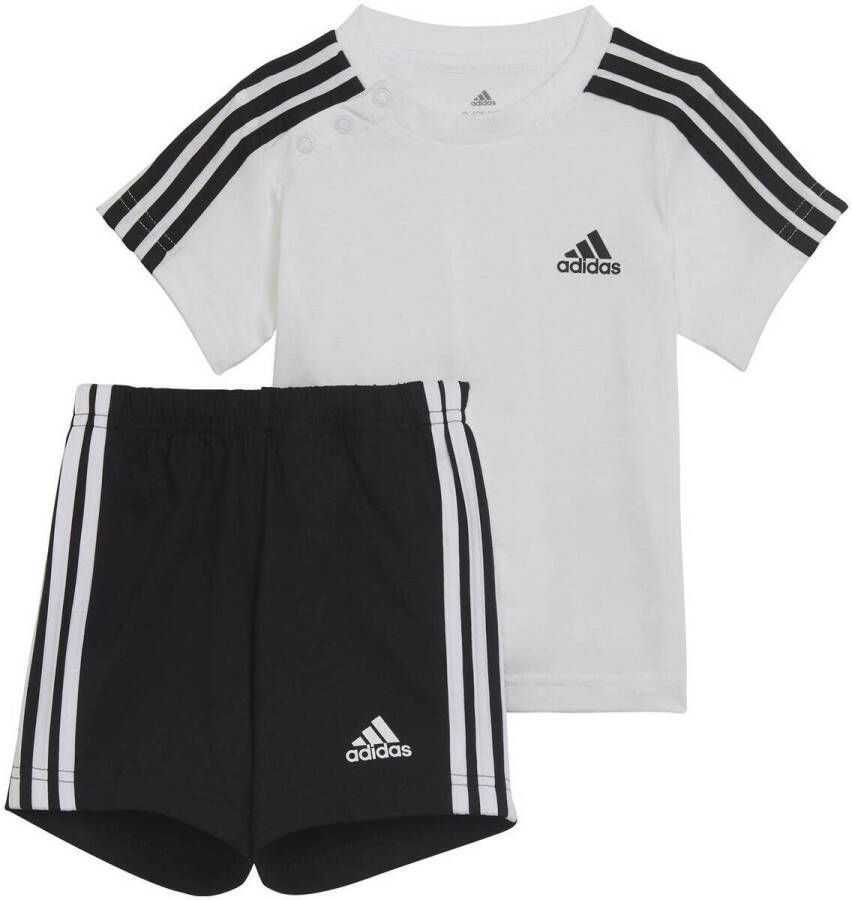 Adidas Sportswear joggingpak wit zwart Shirt + broek Katoen Reverskraag 104