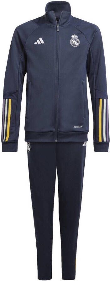 Adidas Performance Junior Real Madrid Tiro 23 trainingspak donkerblauw Jongens Meisjes Polyester Opstaande kraag 164