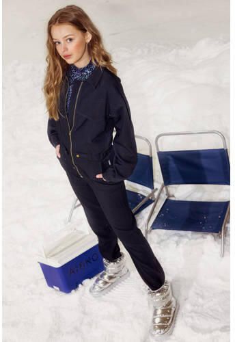 AI&KO jumpsuit Jeslyn donkerblauw Meisjes Viscose Klassieke kraag Effen 128