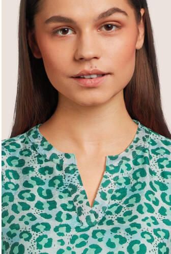 AI&KO jurk met dierenprint groen Meisjes Tencel Ronde hals Dierenprint 176