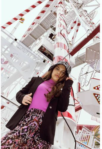 AI&KO rok Bari met all over print en volant zwart lila Meisjes Polyester 140 - Foto 3