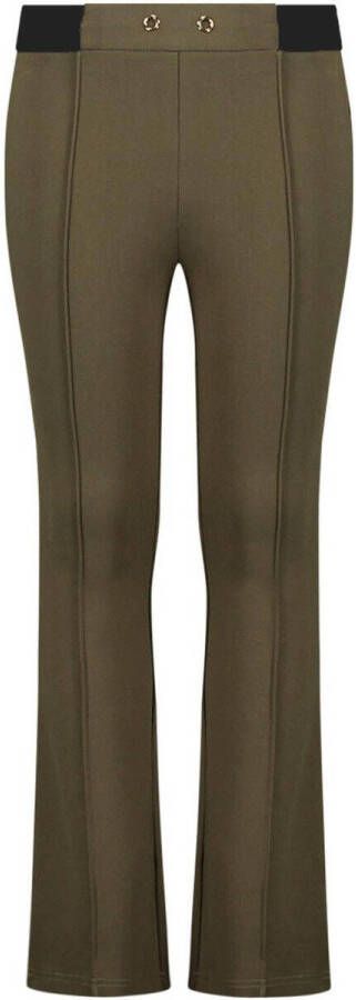 AI&KO high waist flared broek Tessine groen Meisjes Polyamide Effen 164