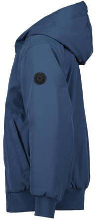 Airforce gewatteerde winterjas van gerecycled polyester middenblauw Jongens Gerecycled polyester (duurzaam) Capuchon 140
