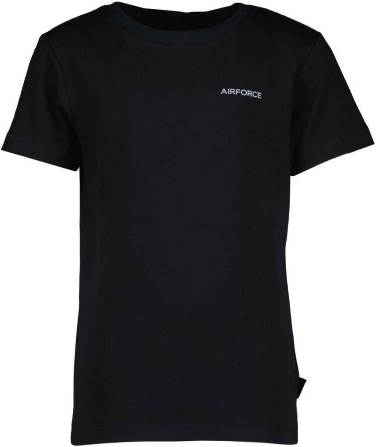 Airforce T-shirt met logo zwart Jongens Biologisch katoen Ronde hals Logo 152