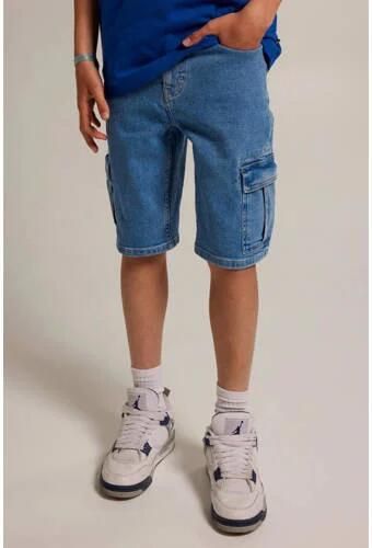 America Today cargo short medium blue denim Korte broek Blauw Effen 158 164 - Foto 2