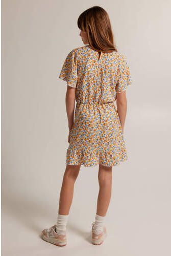 America Today gebloemde jurk oranje blauw wit Multi Meisjes Polyester V-hals 122 128