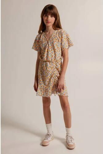 America Today gebloemde jurk oranje blauw wit Multi Meisjes Polyester V-hals 122 128 - Foto 2