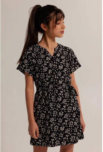 America Today gebloemde jurk zwart Meisjes Viscose V-hals Bloemen 122 128